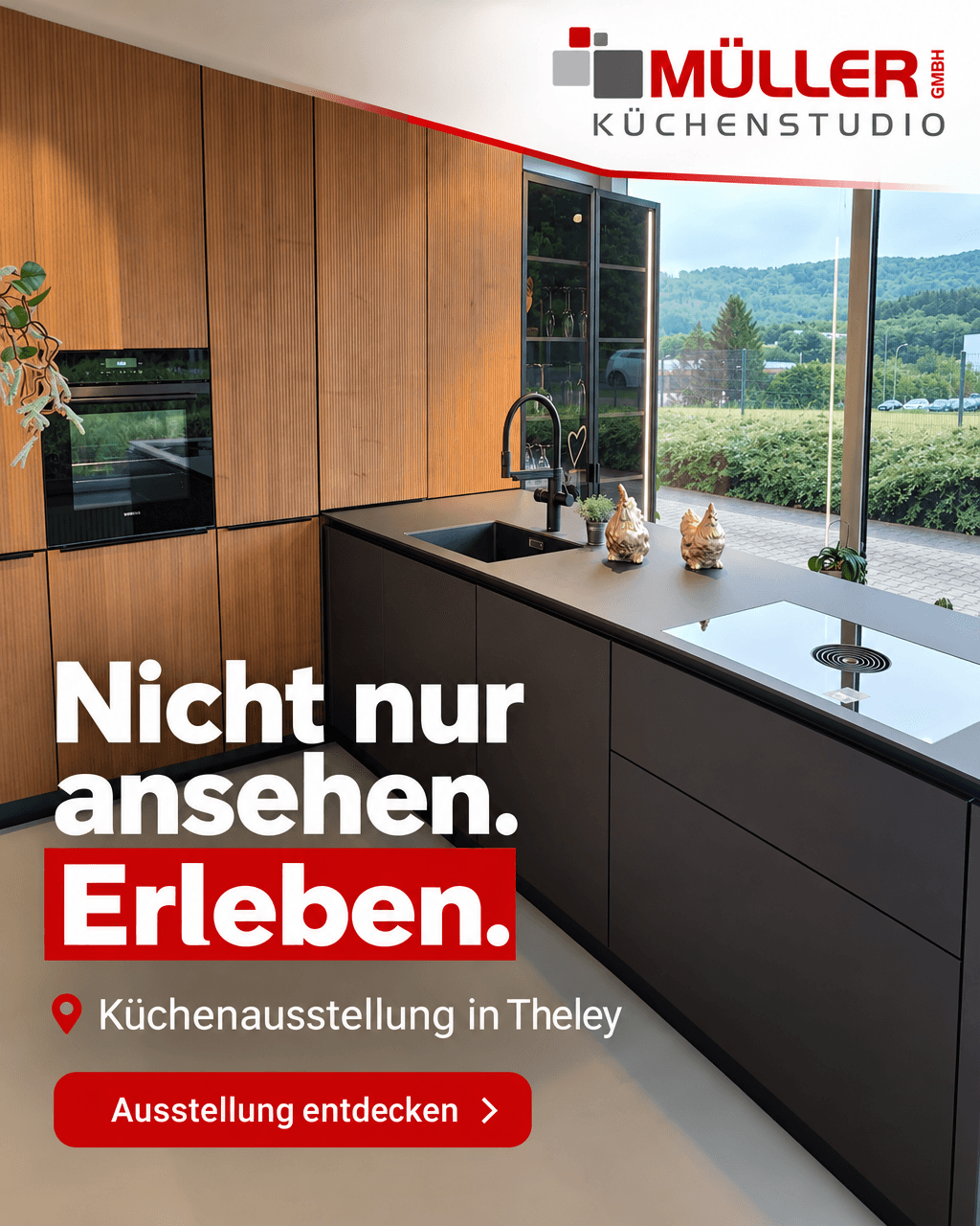 Originalentwurf von Till: Nicht nur ansehen. Erleben. Küchenausstellung in Theley.